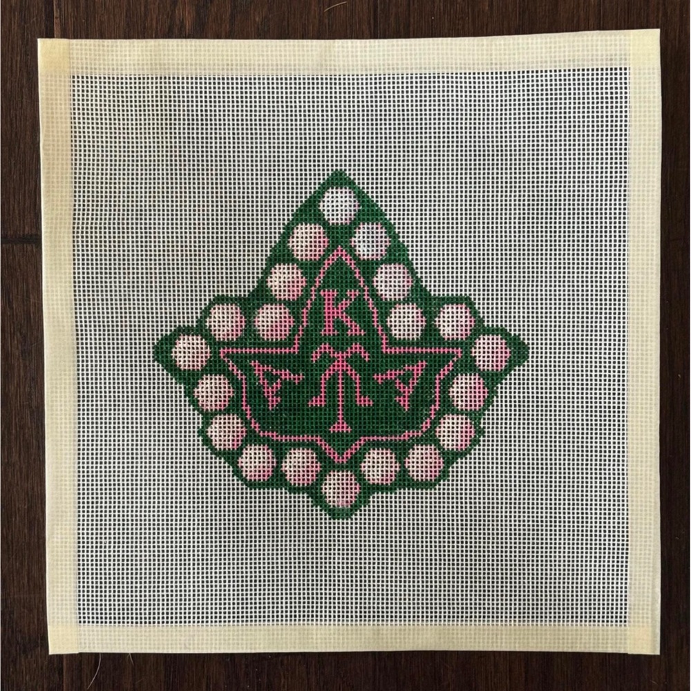 Green and Pink Needlepoint Canvas
